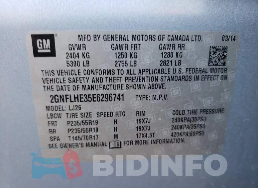 2GNFLHE35E6296741 Photo# 10