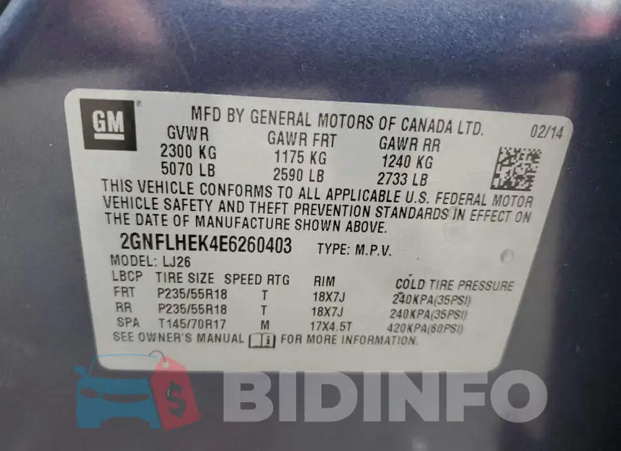 2GNFLHEK4E6260403 Photo# 10