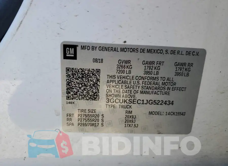 3GCUKSEC1JG522434 Photo# 10