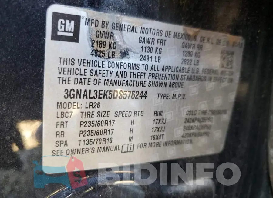 3GNAL3EK5DS576244 Photo# 13