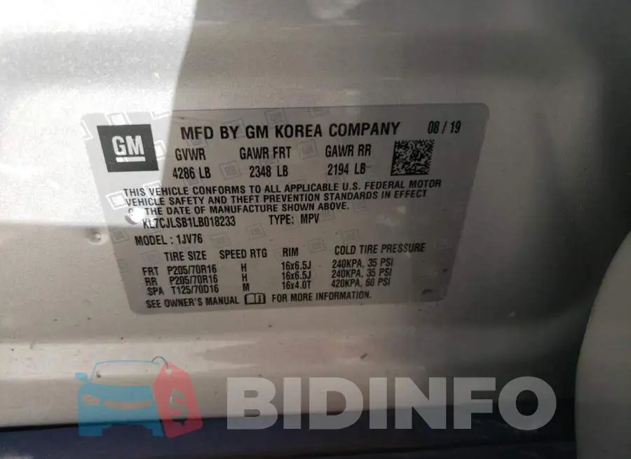 KL7CJLSB1LB018233 Photo# 10
