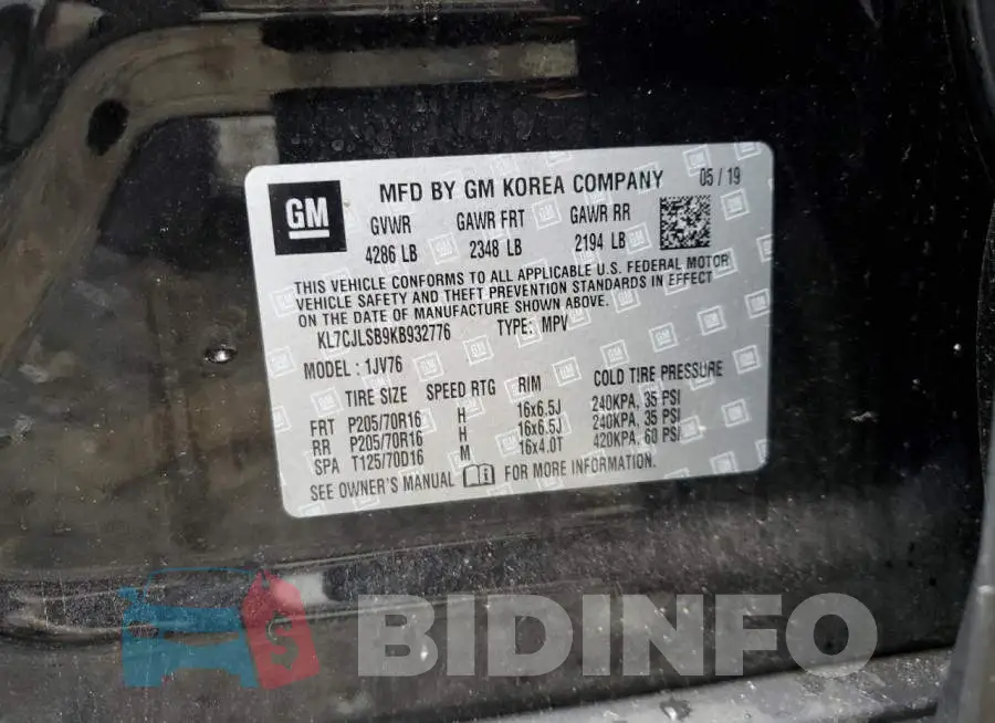 KL7CJLSB9KB932776 Photo# 10