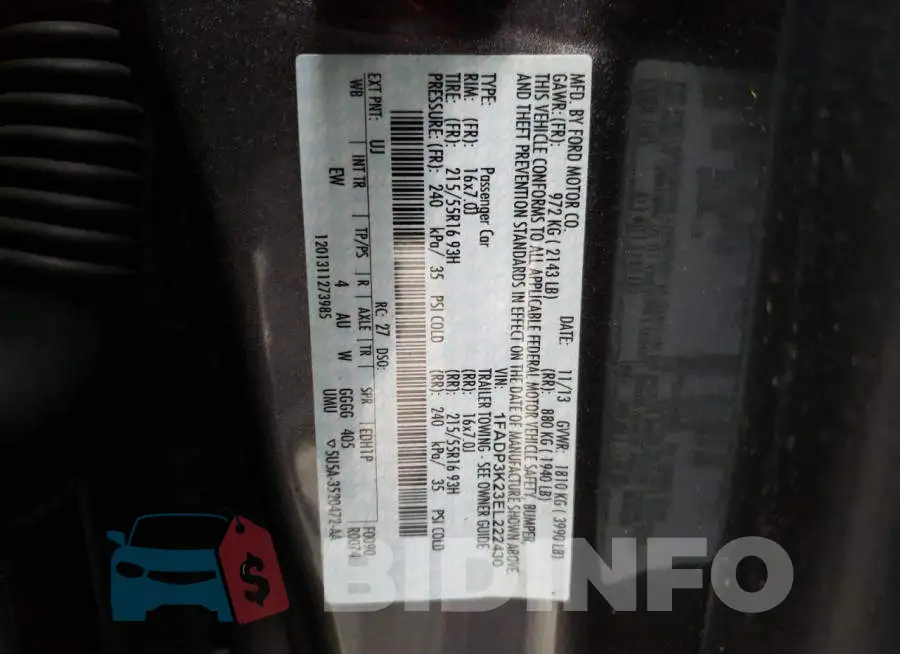 1FADP3K23EL222430 Photo# 12
