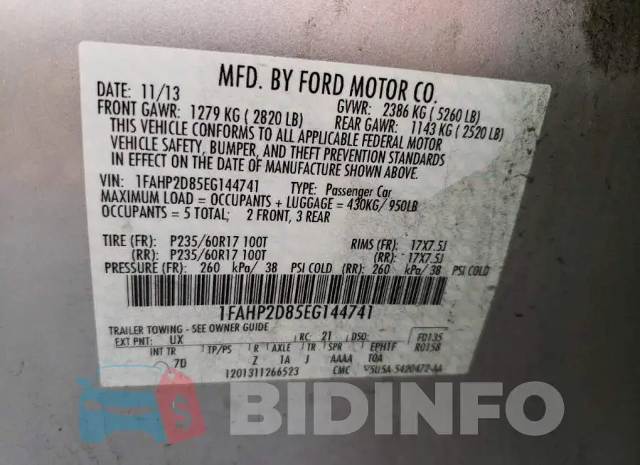 1FAHP2D85EG144741 Photo# 10