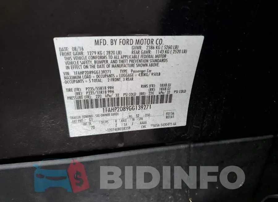 1FAHP2D89GG139271 Photo# 10