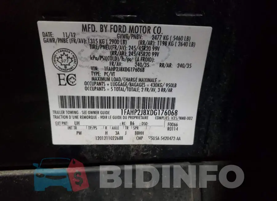 1FAHP2J8XDG176068 Photo# 12