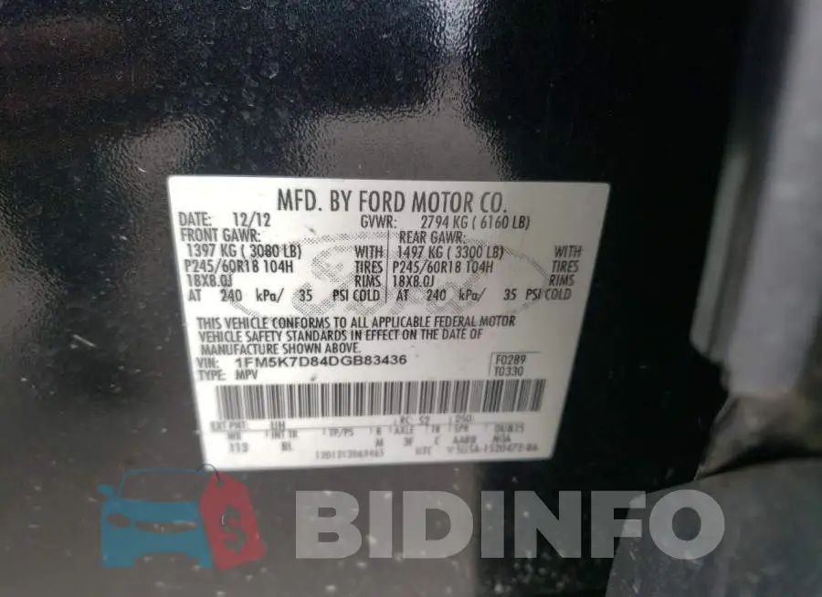 1FM5K7D84DGB83436 Photo# 10