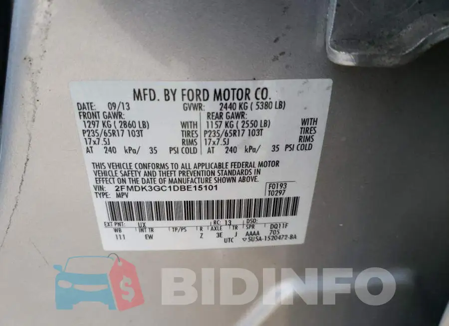 2FMDK3GC1DBE15101 Photo# 14