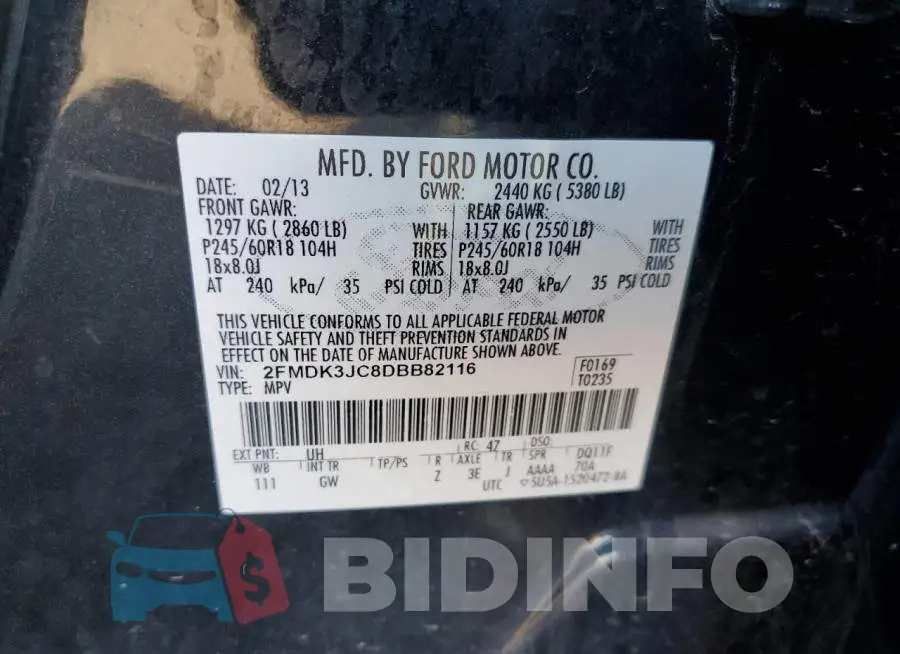 2FMDK3JC8DBB82116 Photo# 10
