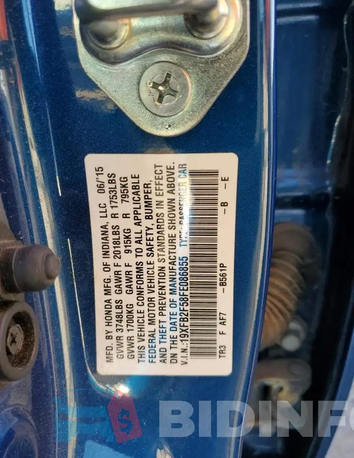 19XFB2F58FE086855 Photo# 12