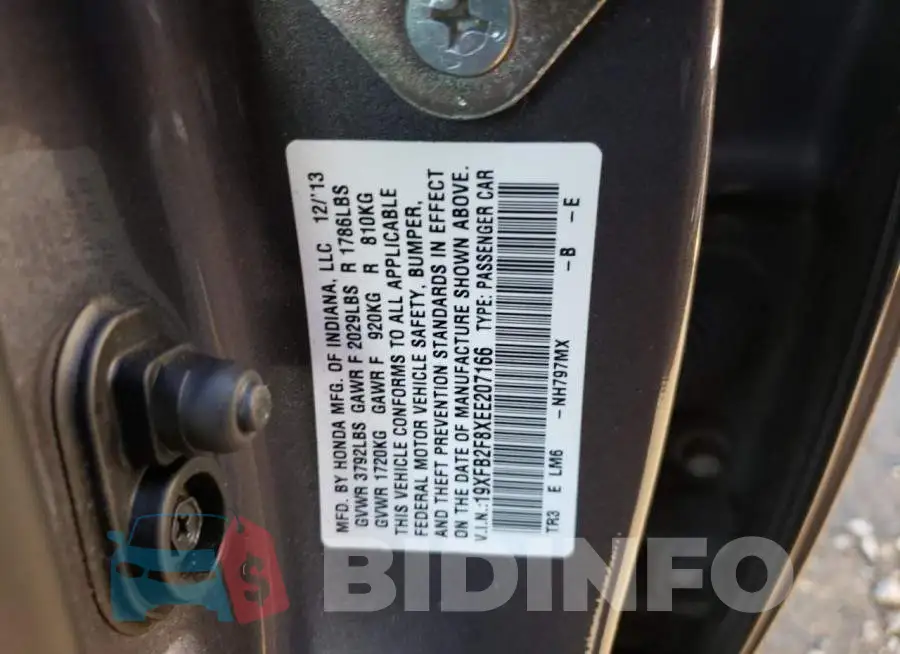 19XFB2F8XEE207166 Photo# 10