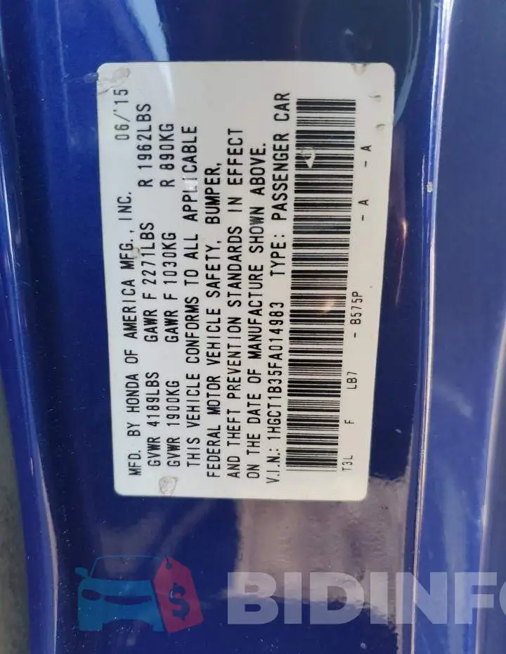 1HGCT1B35FA014983 Photo# 10