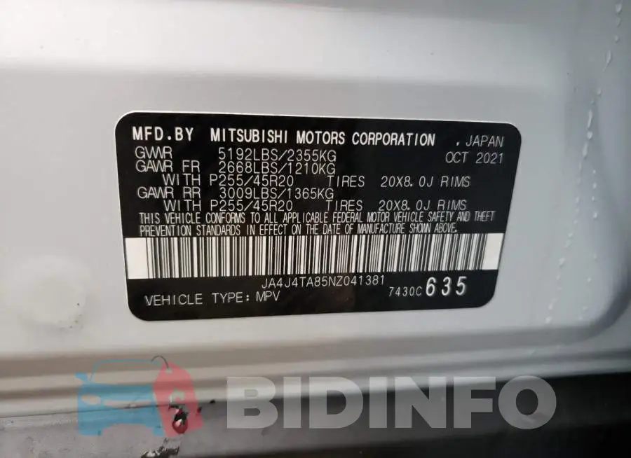 JA4J4TA85NZ041381 Photo# 10