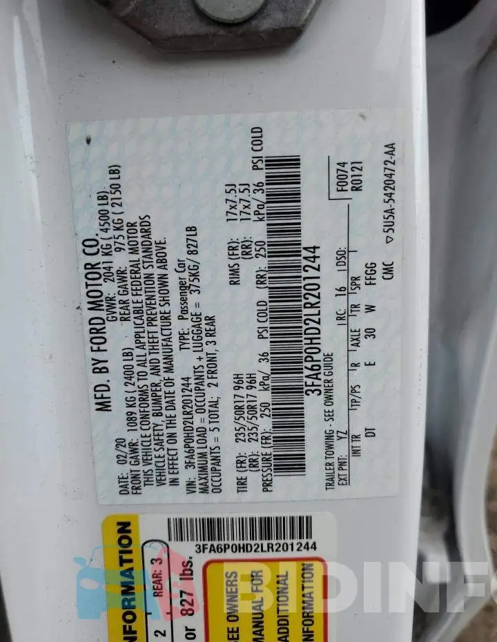 3FA6P0HD2LR201244 Photo# 12