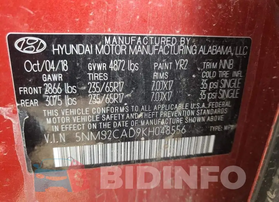 5NMS2CAD9KH048556 Photo# 10