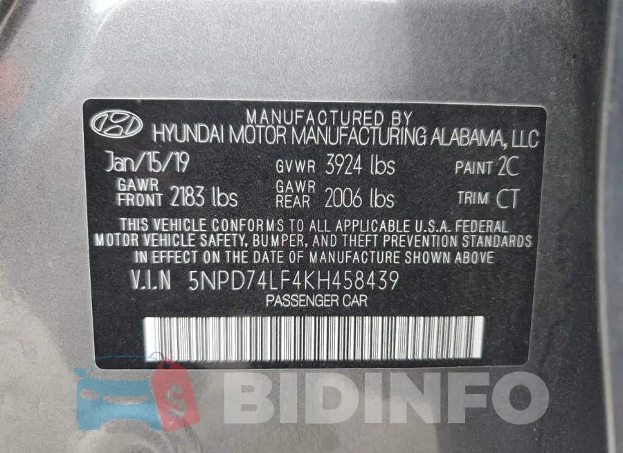 5NPD74LF4KH458439 Photo# 10