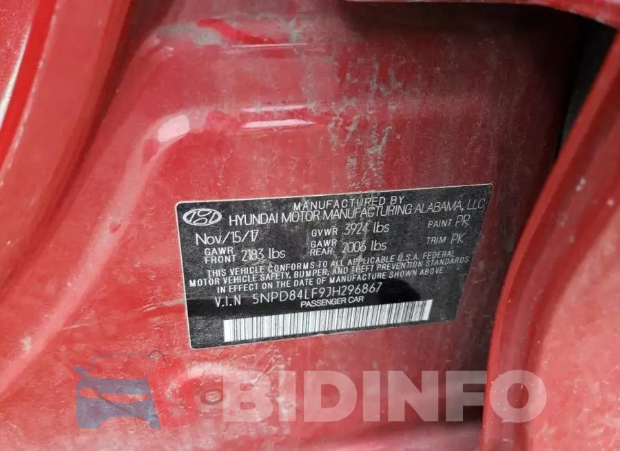 5NPD84LF9JH296867 Photo# 10