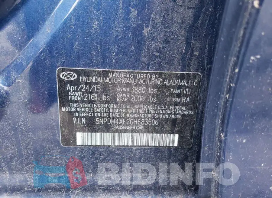 5NPDH4AE2GH683506 Photo# 10