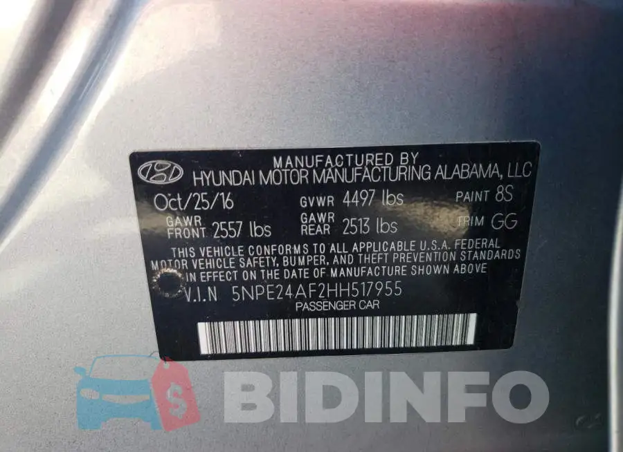 5NPE24AF2HH517955 Photo# 10