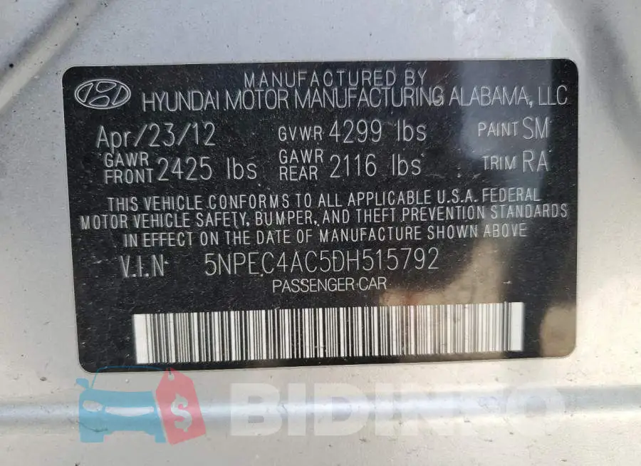 5NPEC4AC5DH515792 Photo# 13
