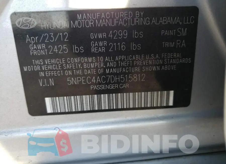 5NPEC4AC7DH515812 Photo# 10