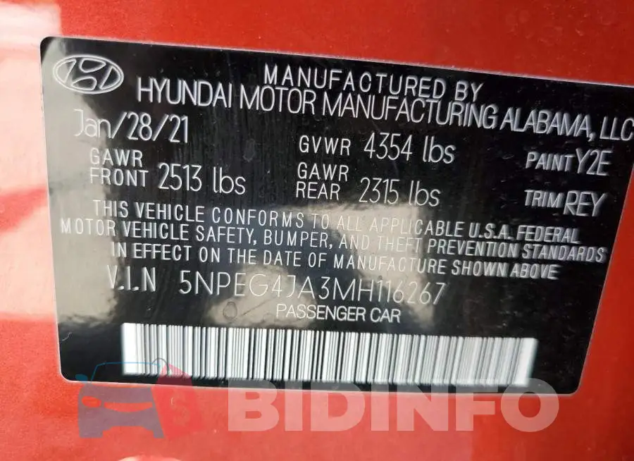 5NPEG4JA3MH116267 Photo# 10