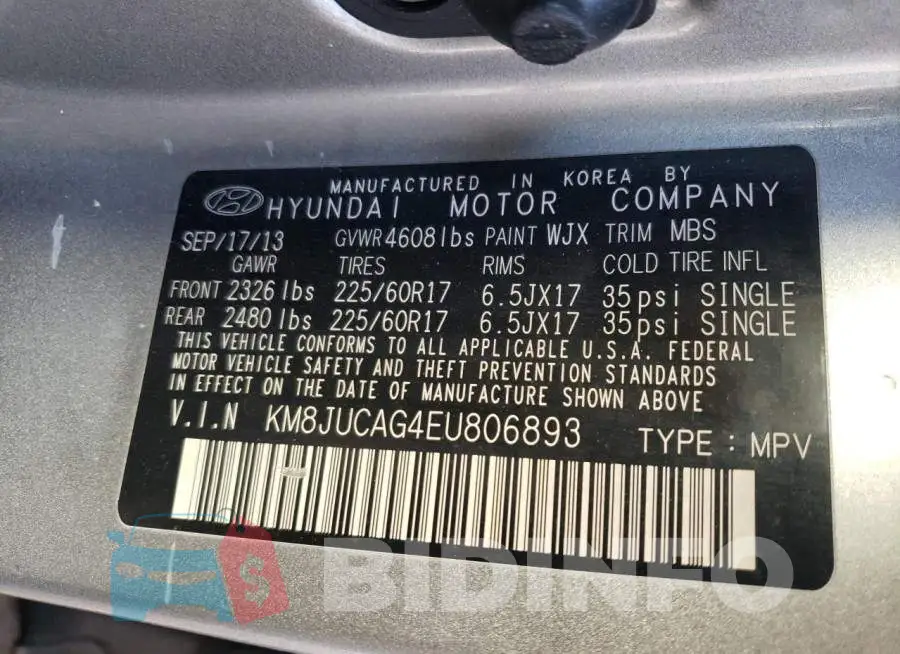 KM8JUCAG4EU806893 Photo# 10