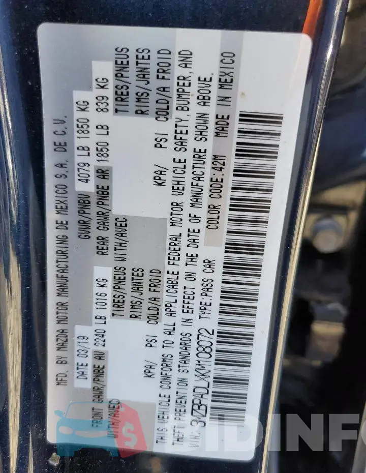 3MZBPADLXKM108072 Photo# 10