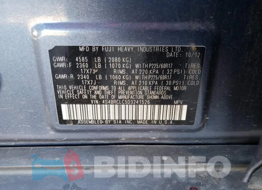 4S4BRCLC5D3241526 Photo# 10
