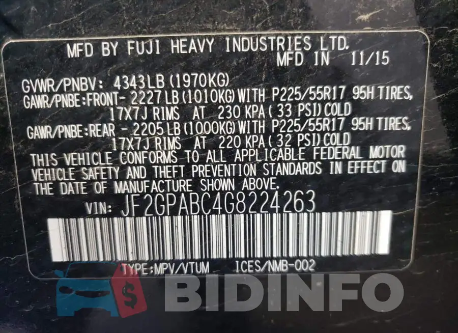 JF2GPABC4G8224263 Photo# 10