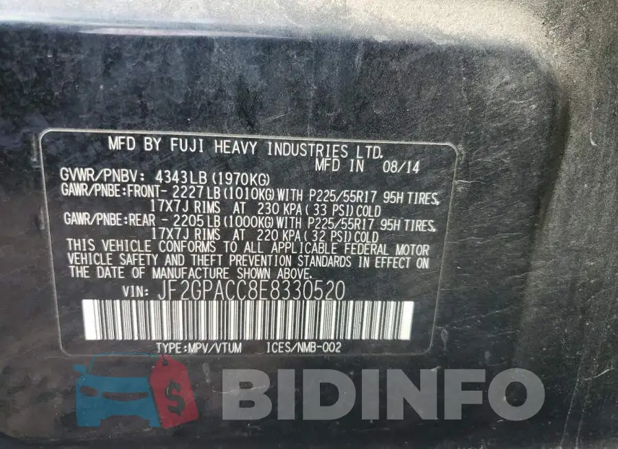 JF2GPACC8E8330520 Photo# 10