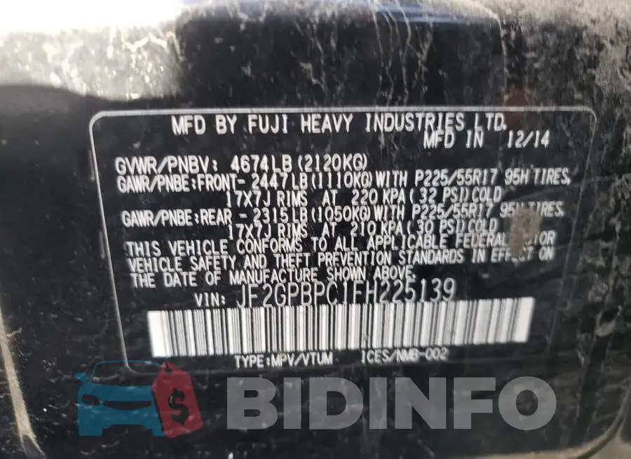JF2GPBPC1FH225139 Photo# 10