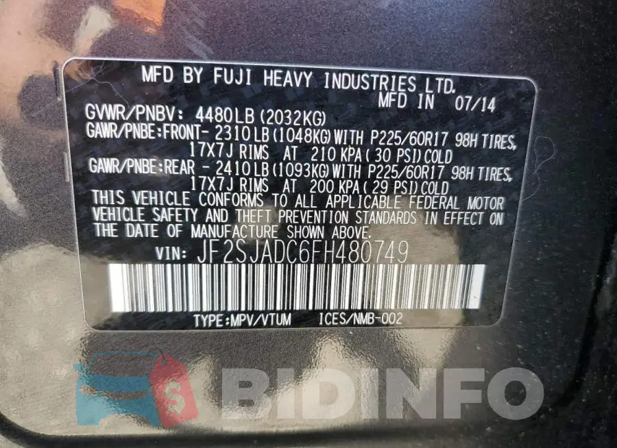 JF2SJADC6FH480749 Photo# 10