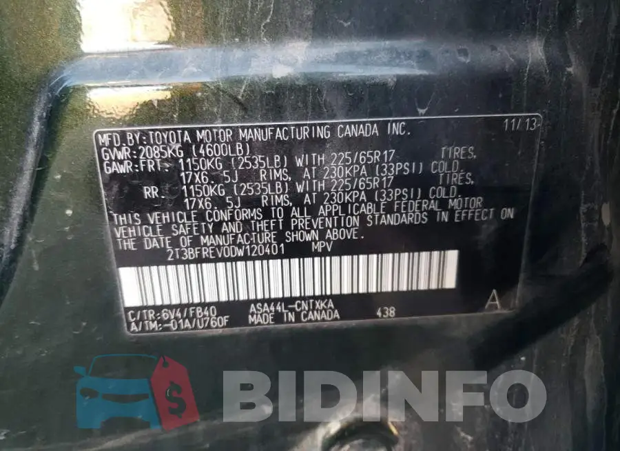 2T3BFREV0DW120401 Photo# 13