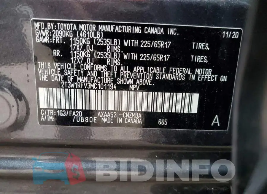 2T3W1RFV3MC101194 Photo# 14