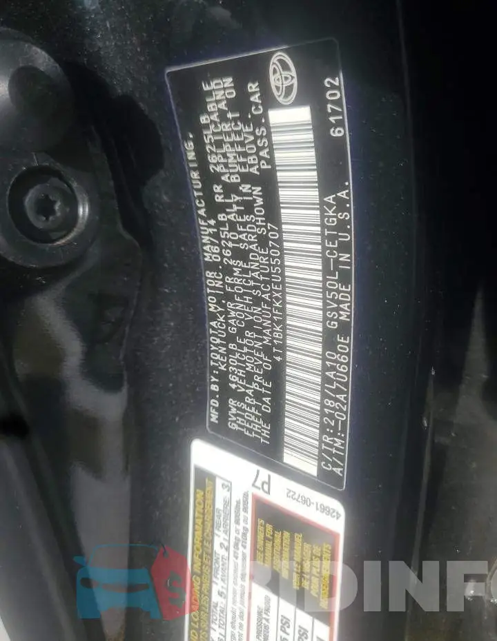 4T1BK1FKXEU550707 Photo# 10
