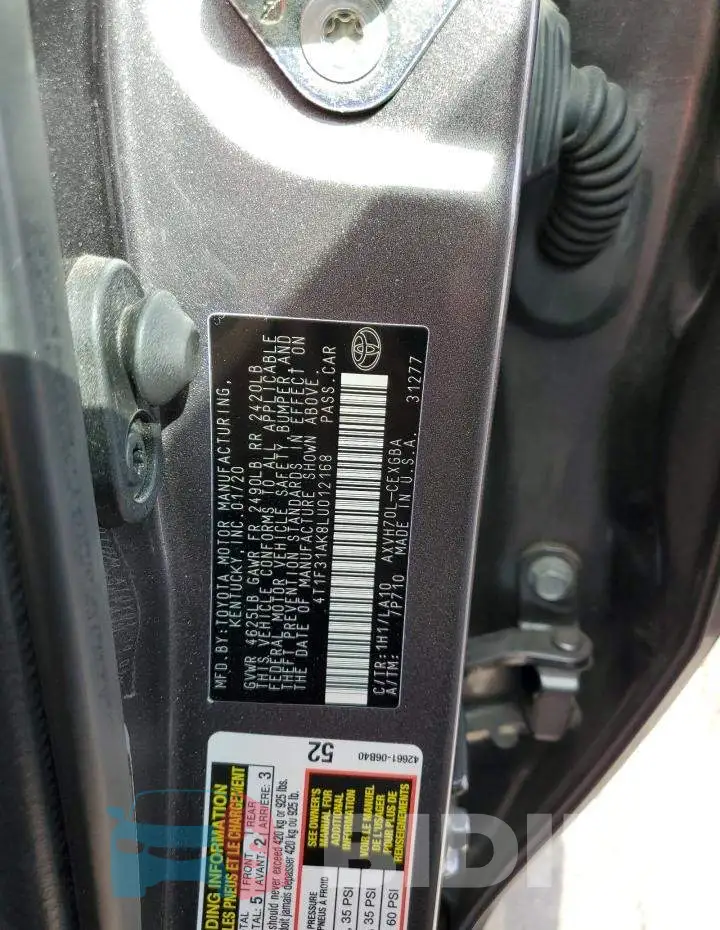4T1F31AK8LU012168 Photo# 10