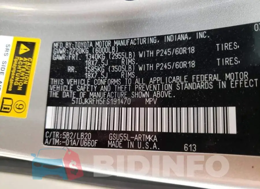 5TDJKRFH5FS191470 Photo# 10
