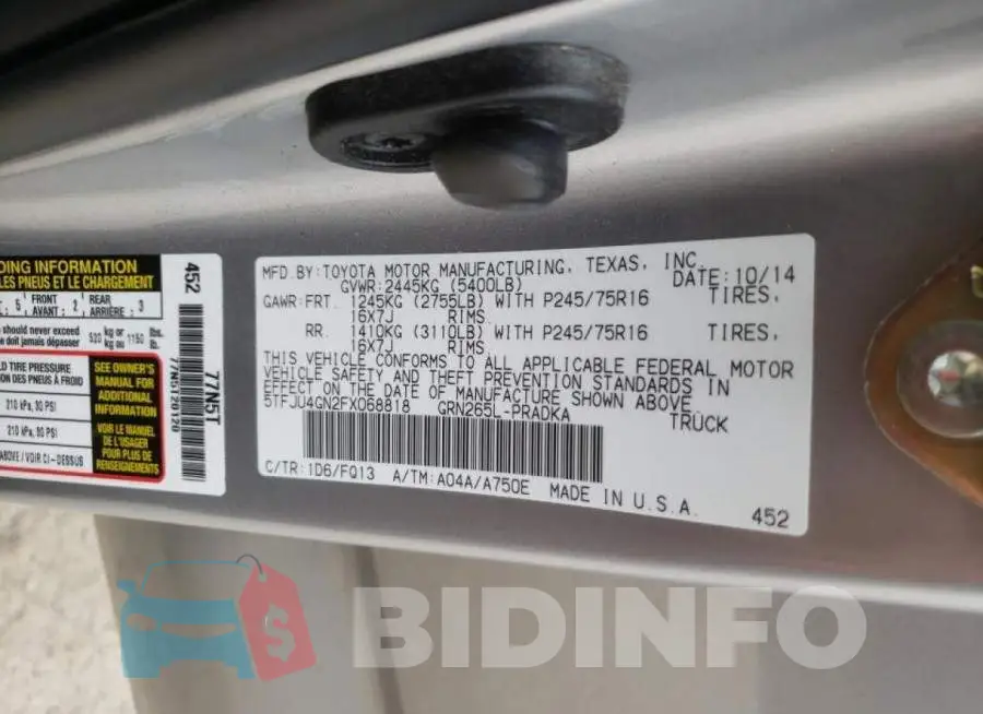 5TFJU4GN2FX068818 Photo# 12