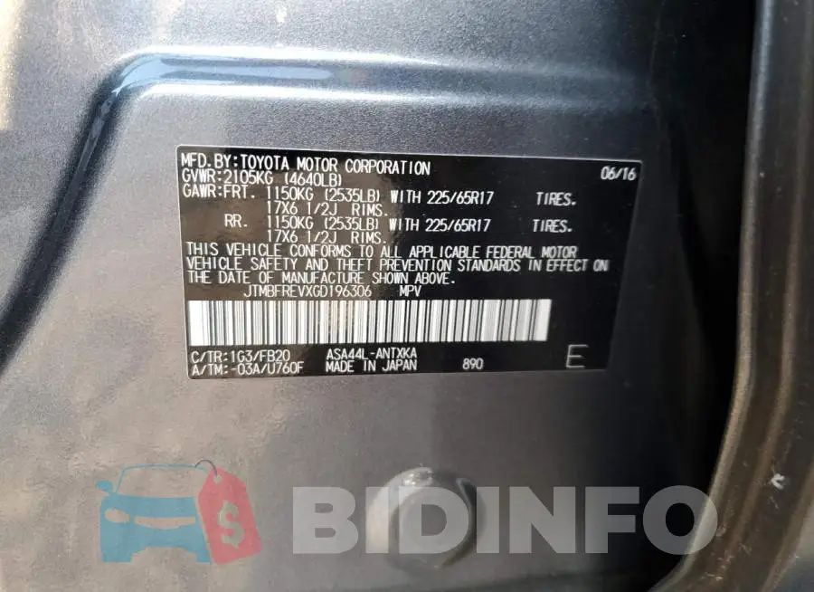 JTMBFREVXGD196306 Photo# 10