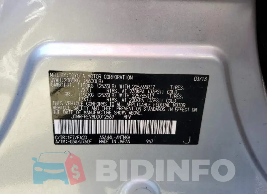 JTMRFREV8DD012569 Photo# 10