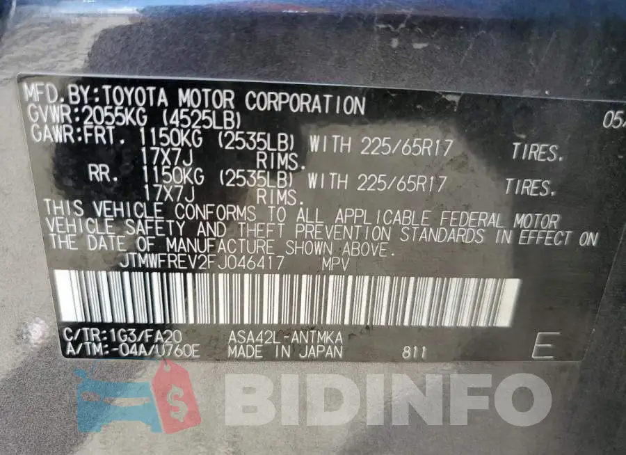 JTMWFREV2FJ046417 Photo# 13