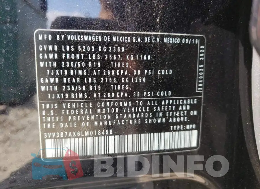 3VV3B7AX6LM018498 Photo# 10