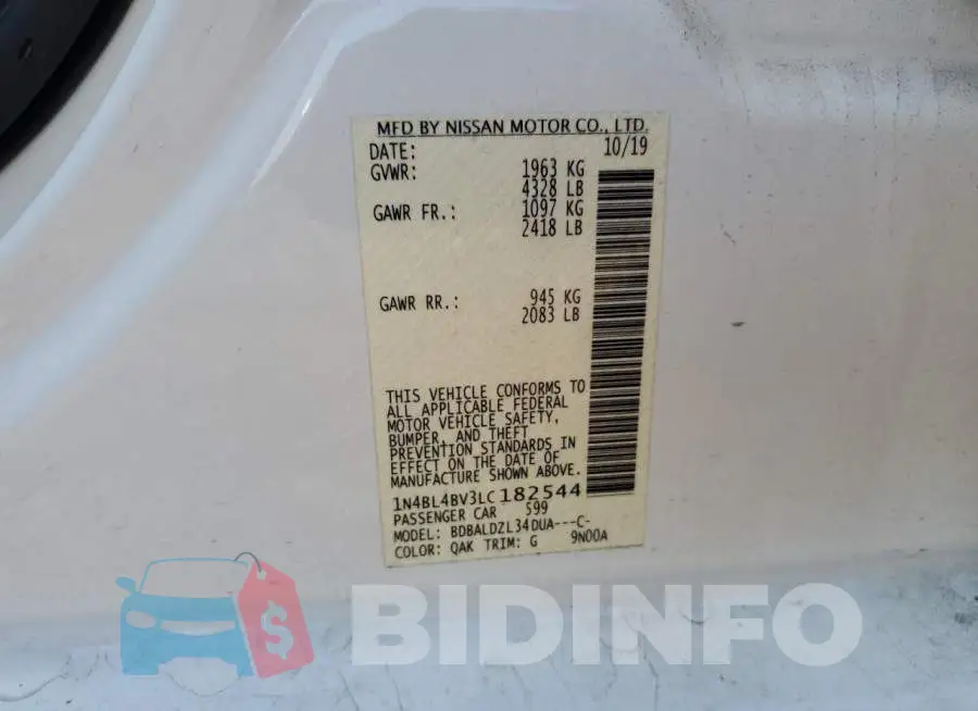 1N4BL4BV3LC182544 Photo# 10