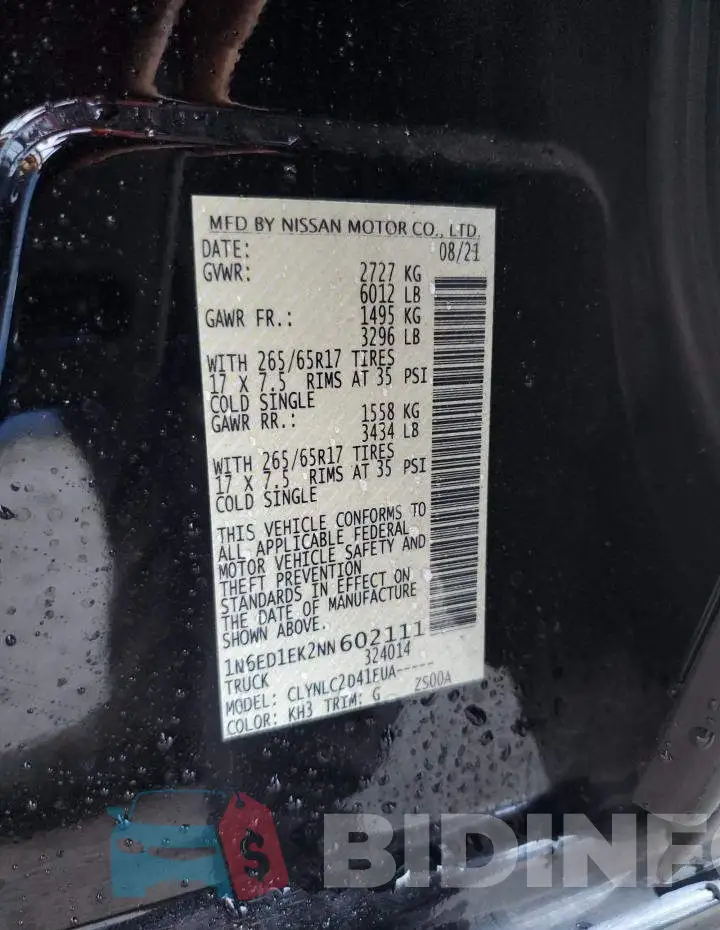 1N6ED1EK2NN602111 Photo# 10