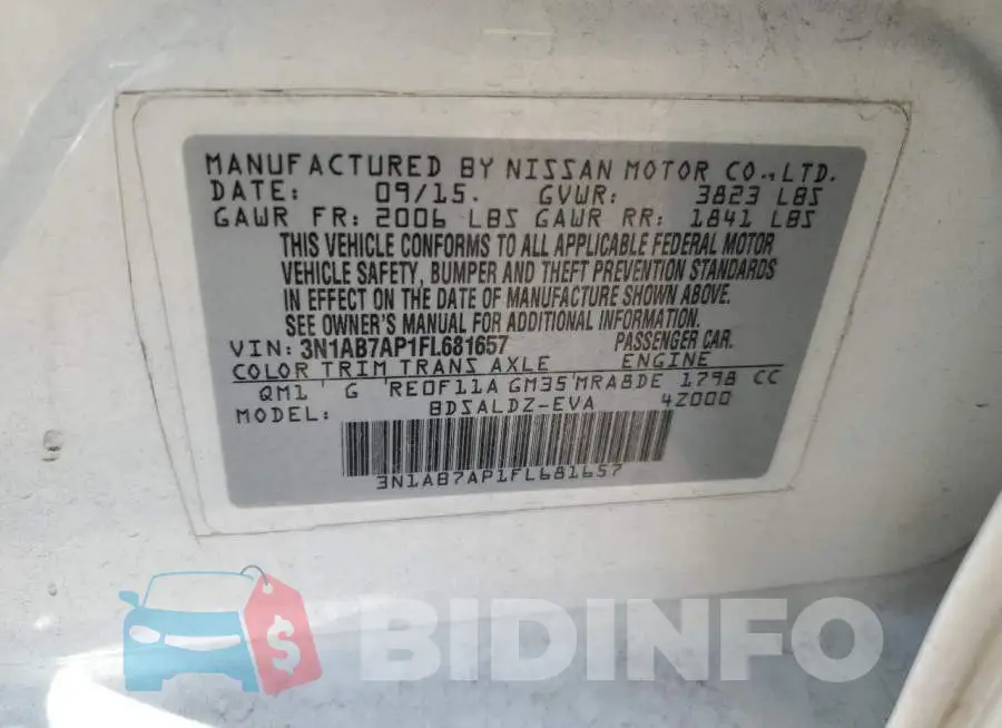3N1AB7AP1FL681657 Photo# 10