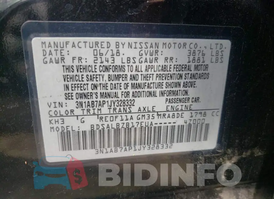 3N1AB7AP1JY328332 Photo# 10