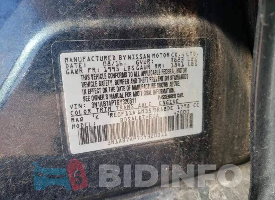 3N1AB7AP7GY320311 Photo# 10