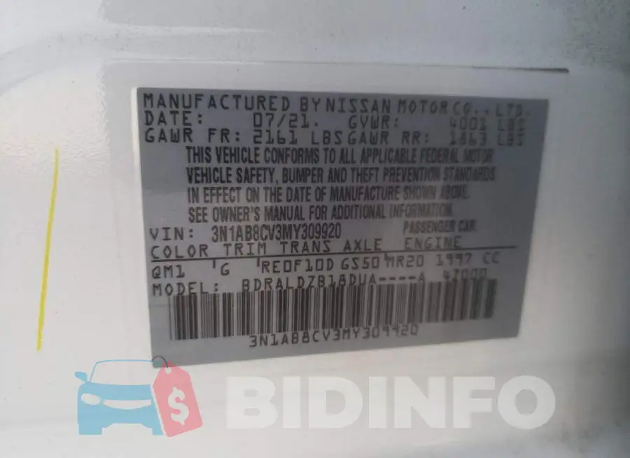 3N1AB8CV3MY309920 Photo# 10