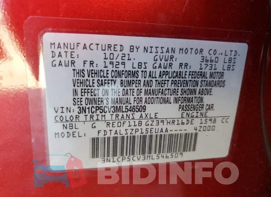 3N1CP5CV3ML546509 Photo# 10